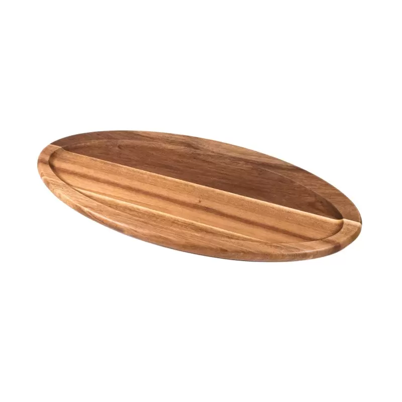 Premium Acacia Dishwasher-Safe Wood Long Plate Oval - 15.5" x 7.5" - Made in USA