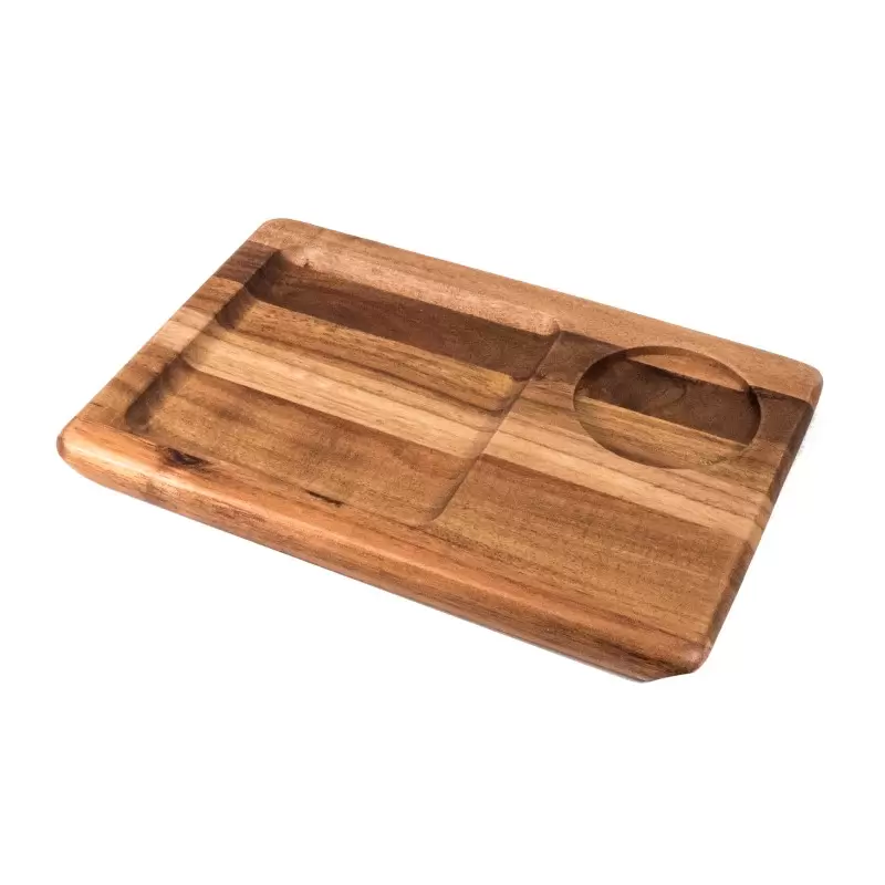 Premium Acacia Dishwasher-Safe Wood Mini Plate With Recess Hole - 9" x 6" - Made in USA