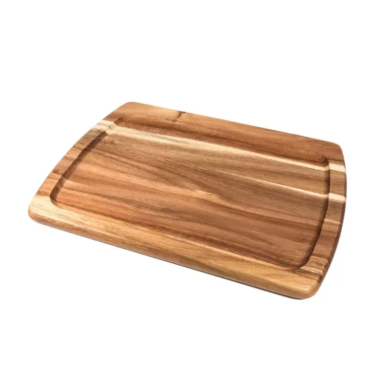 Premium Acacia Dishwasher-Safe Wood Extra Large Plate - 14" x 10.5" - Made in USA