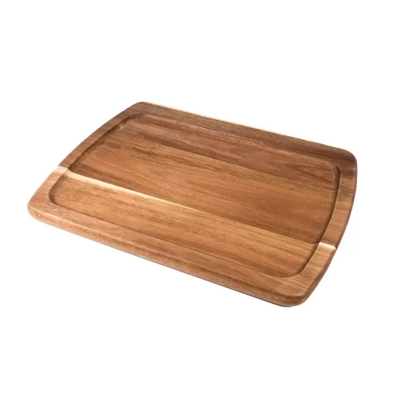 Premium Acacia Dishwasher-Safe Wood Large Plate - 13" x 10" - Made in USA