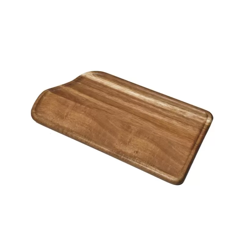 Premium Acacia Dishwasher-Safe Wood Serving Board With Shallow Trough - 14" x 7.5" - Made in USA