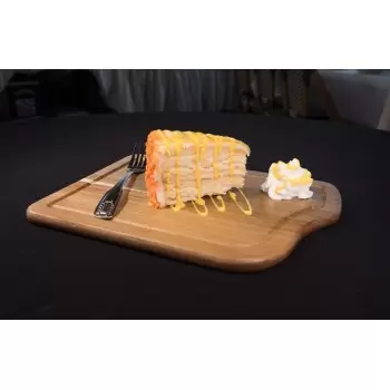 Premium Acacia Dishwasher-Safe Wood Serving Board With Shallow Trough - 14" x 7.5" - Made in USA