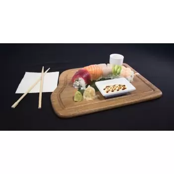 Premium Acacia Dishwasher-Safe Wood Serving Board With Shallow Trough - 12.5" x 9" - Made in USA