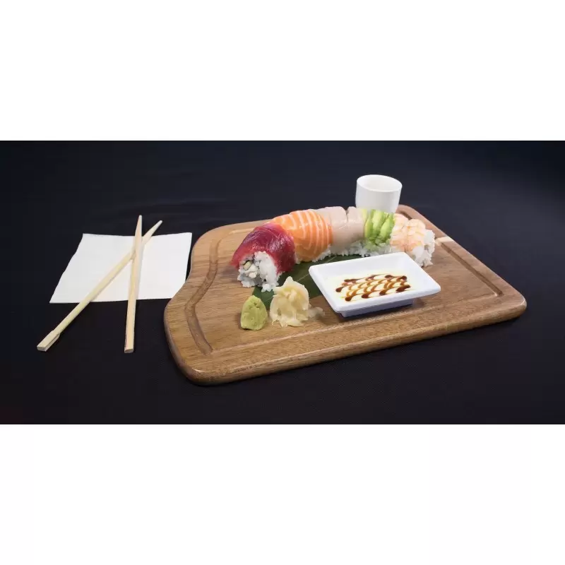 Premium Acacia Dishwasher-Safe Wood Serving Board With Shallow Trough - 12.5" x 9" - Made in USA