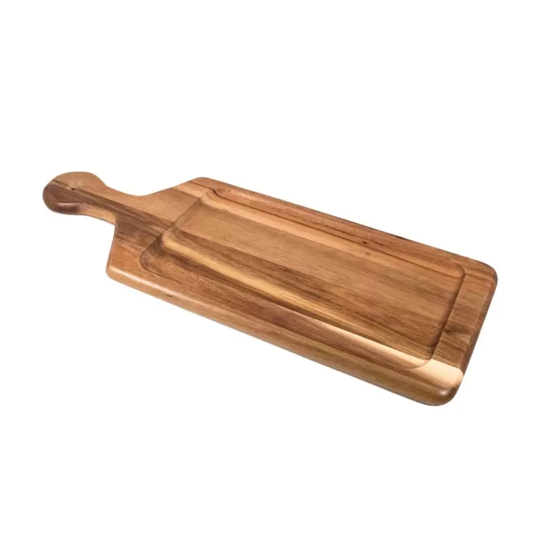 Premium Acacia Dishwasher-Safe Wood Std Paddle Board With Trough - 17" x 6.5" - Made in USA