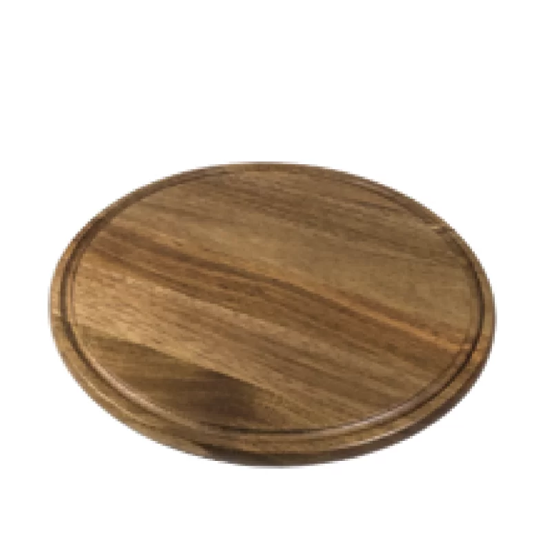 Premium Acacia Dishwasher-Safe Wood Round Serving Board With Juice Groove - 13" - Made in USA