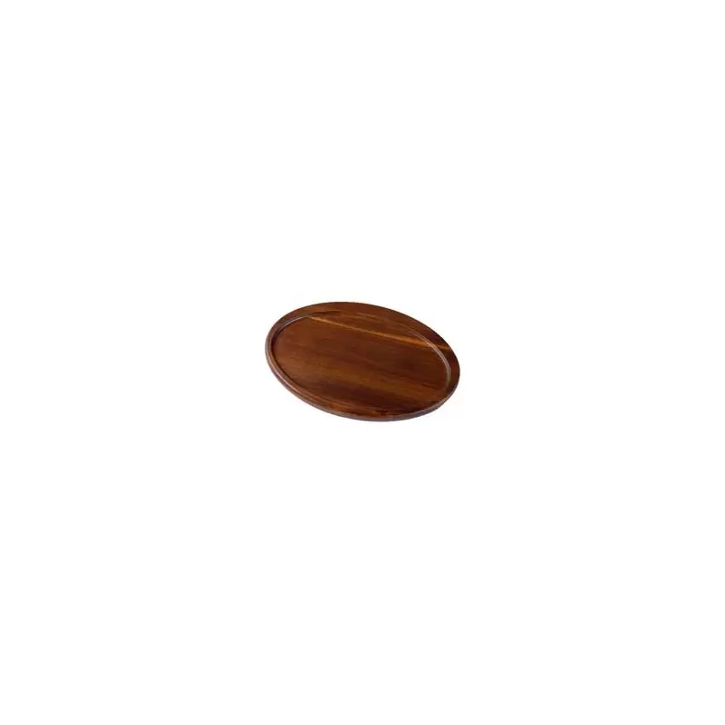 Premium Acacia Dishwasher-Safe Wood Dark Wood Oval Plate - 14.25" x 10.5" - Made in USA