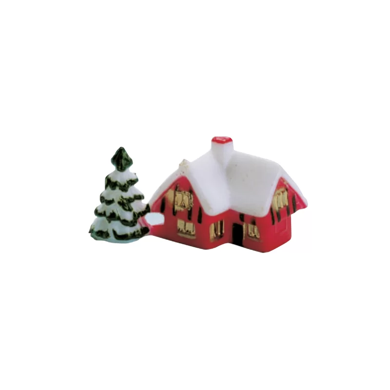 Pastry Toppers and Decorations - Cabin and Tree Winter Scene Buche Decor - 5.5cm - 72pcs