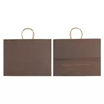 Brown Elegant Paper Shopper Bags - XLarge - 16'' x 6'' x 12'' - Pack of 250