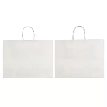 White Elegant Paper Shopper Bags - XLarge - 16'' x 6'' x 12'' - Pack of 250