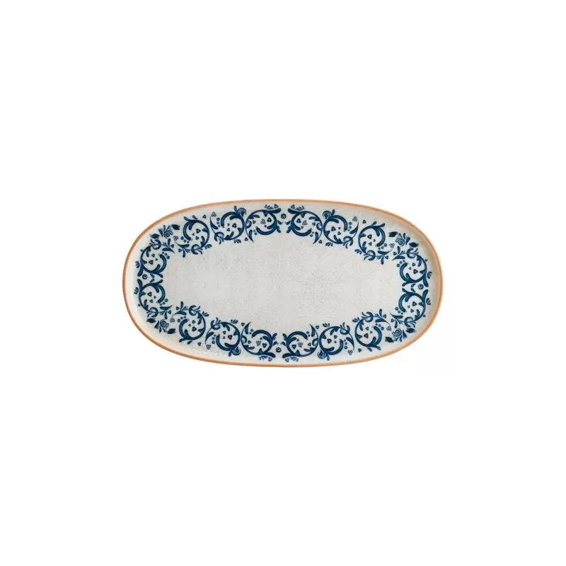 Turgla Bone China Viento 12" x 6.25" x h:0.75" Oval Decorated Porcelain Platter