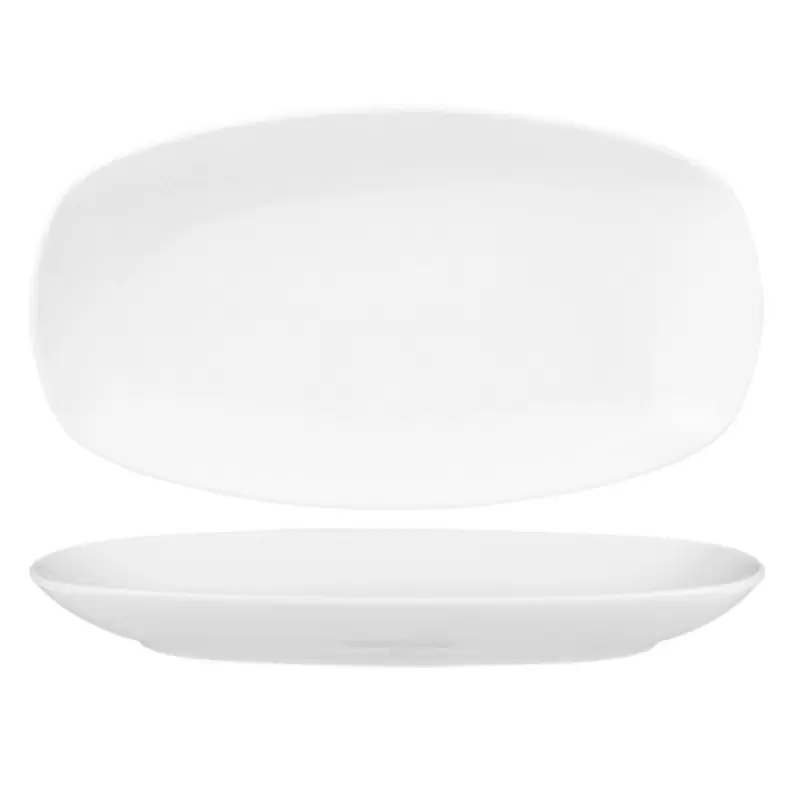 Turgla Porcelain Delta-Coupe 11.5" x 6.25" x h:1.25" Oval White Porcelain Platter