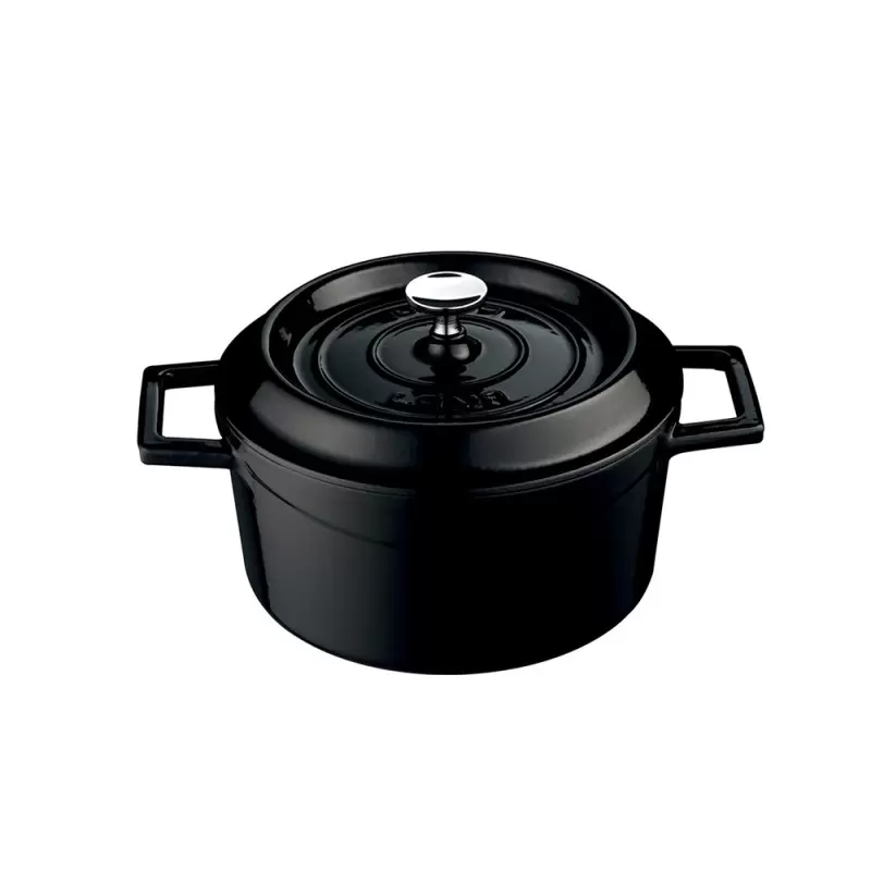 Turgla Cast Iron dia.7.75" h:4" 3 qt. Round Black Cast Iron Dutch Oven