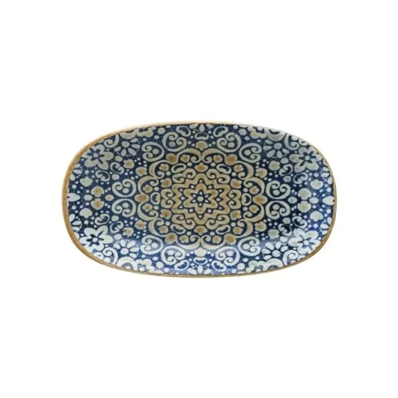 Turgla Bone China Alhambra 6" x 3.5" x h:0.75" Oval Decorated Porcelain Platter