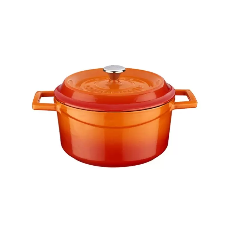 Turgla Cast Iron dia.5" h:2.5" 18 oz. Round Orange Cast Iron Dutch Oven