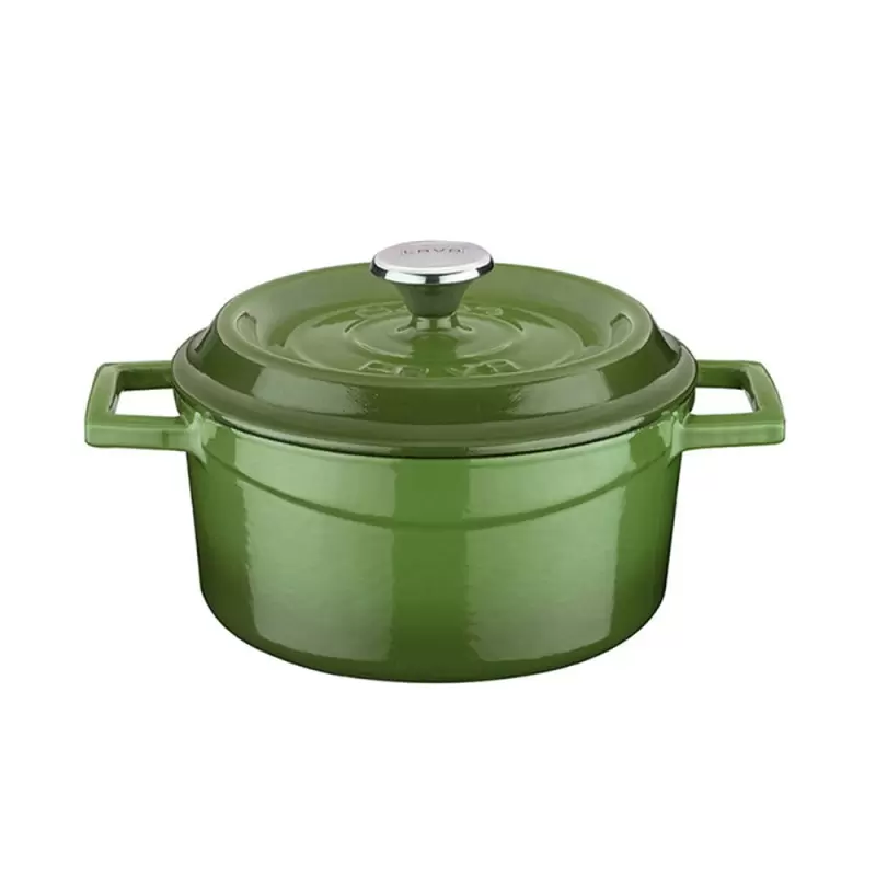 Turgla Cast Iron dia.5" h:2.5" 18 oz. Round Green Cast Iron Dutch Oven