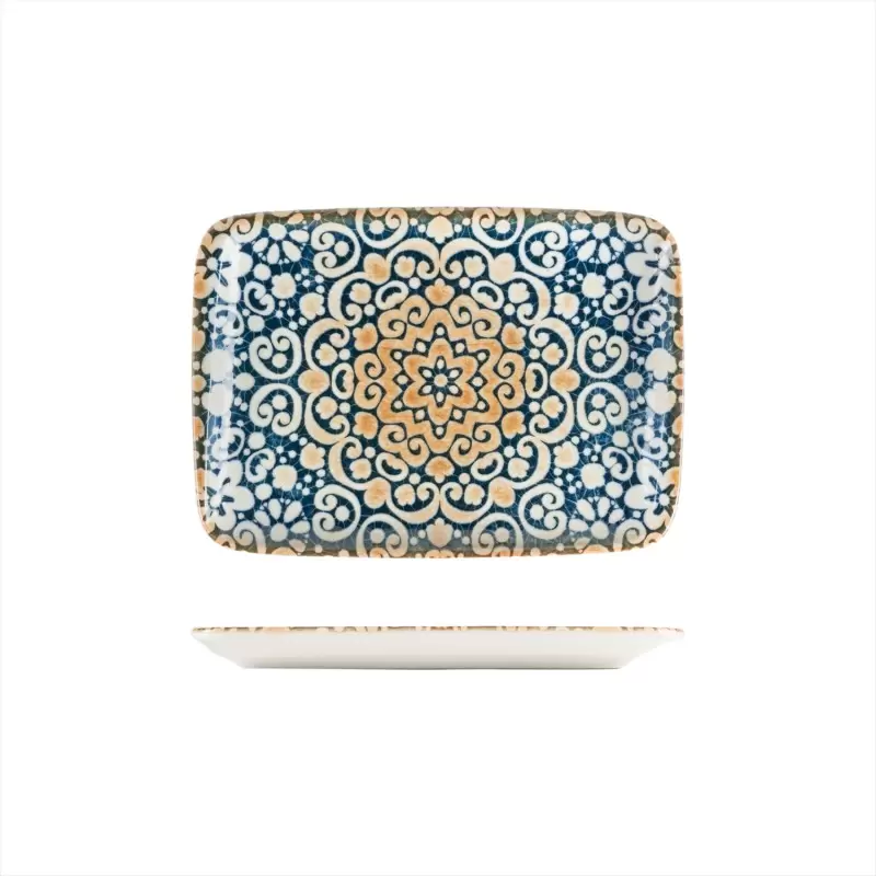 Turgla Bone China Alhambra 9" x 6" Rectangular Decorated Porcelain Plate