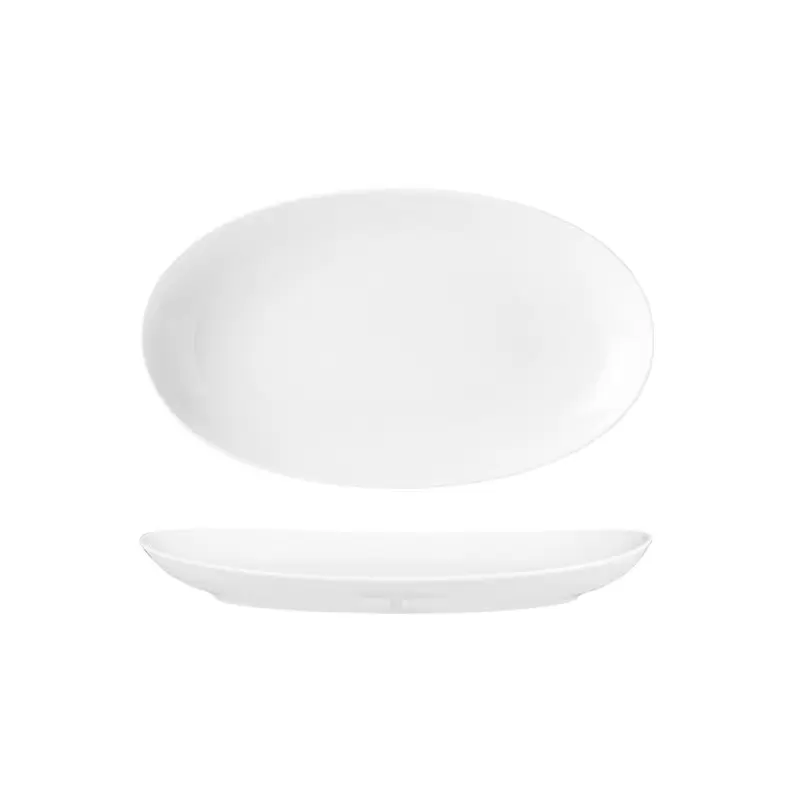 Turgla Porcelain Elips 9.75" x 5.75" x h:1" Oval White Porcelain Platter