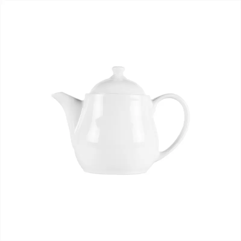 Turgla Porcelain Delta-Coupe dia.6" h:3" 13 oz. Round White Porcelain Coffee/Tea Pot