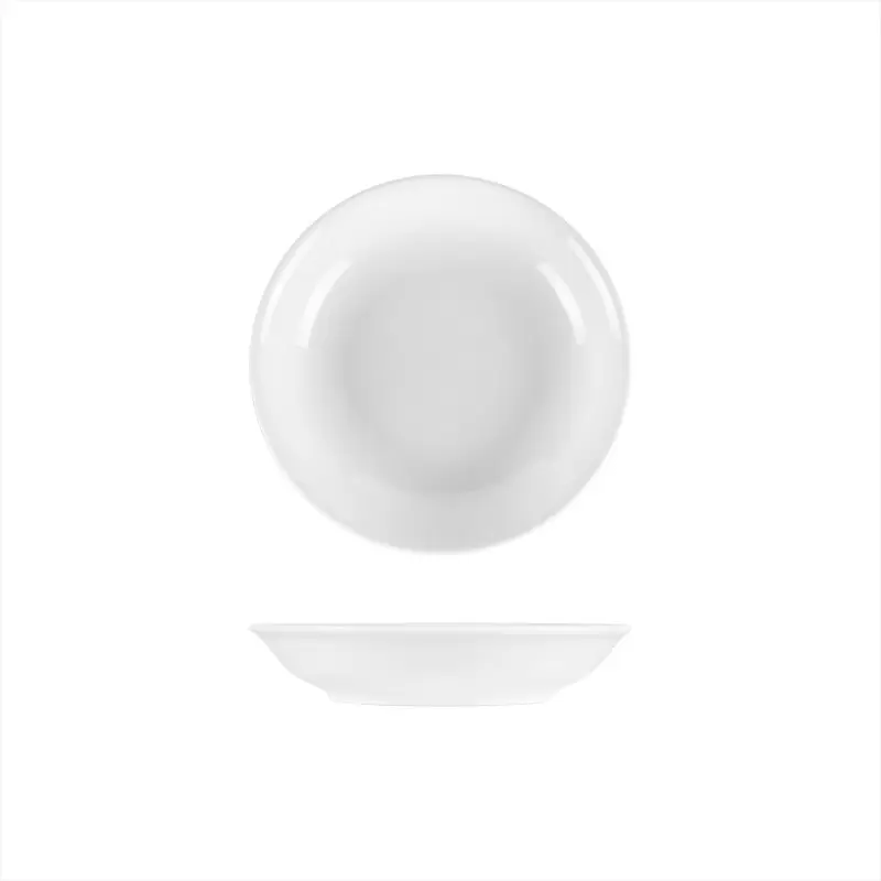 Turgla Porcelain Delta-Coupe dia.8" h:1.5" 18 oz. Round White Porcelain Deep Plate