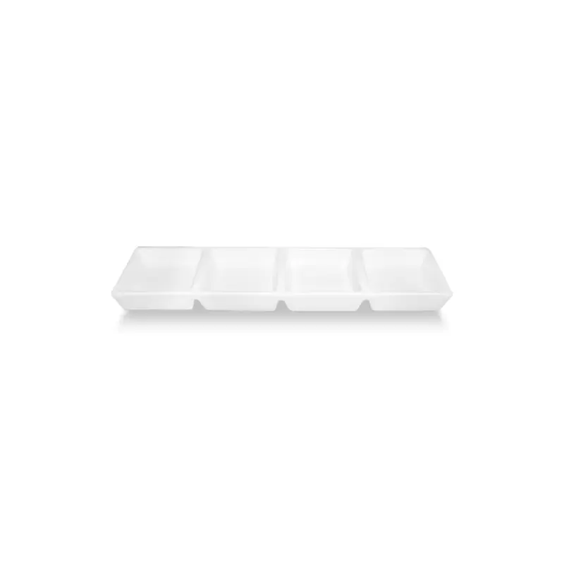 Turgla Porcelain Delta-Coupe 12.5" x 3.25" Rectangular White Porcelain Sectional Plate