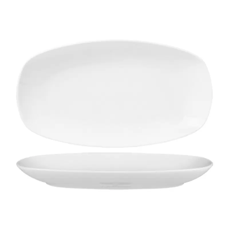 Turgla Porcelain Delta-Coupe 13.5" x 7.5" x h:1.5" Oval White Porcelain Platter