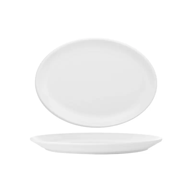 Turgla Porcelain Delta-Coupe 6.5" x 4.25" x h:1.25" Oval White Porcelain Platter