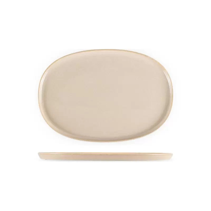 Turgla Bone China Sand 12" x 6.25" x h:0.75" Oval Beige Porcelain Platter