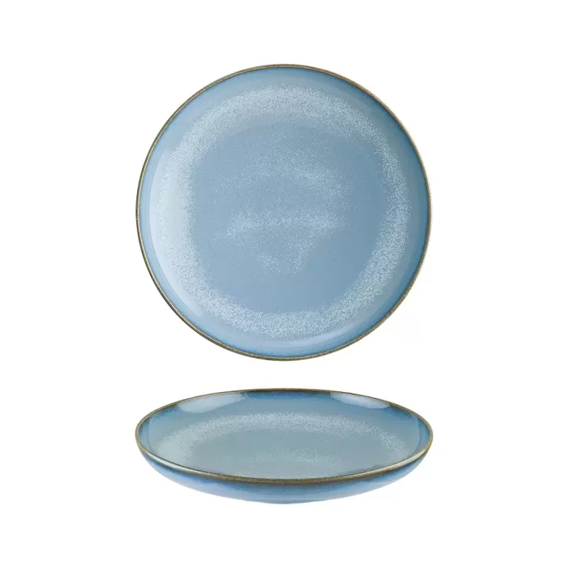 Turgla Bone China Sky dia.9.75" h:2" Round Blue Porcelain Deep Plate