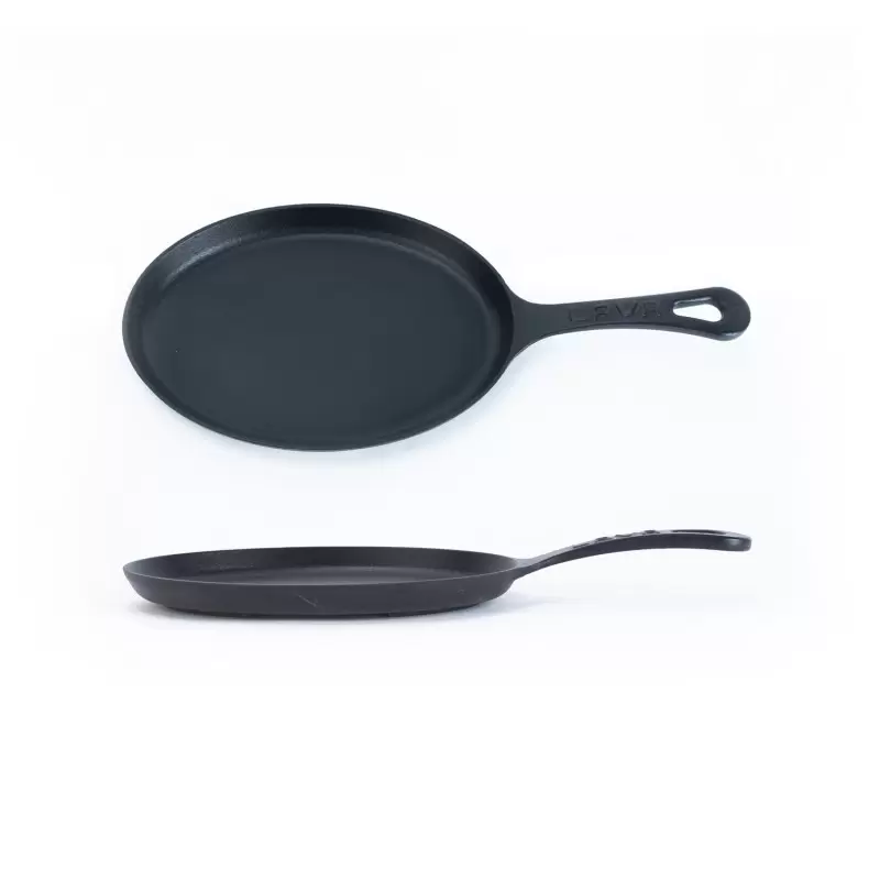 Turgla Cast Iron 9.25" x 7" x h:1" Oval Black Cast Iron Pan