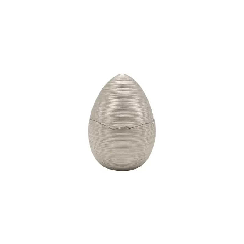 Jil Coquet Hemisphere Platinum Pattern Porcelain Egg - Small 10 x 7 cm