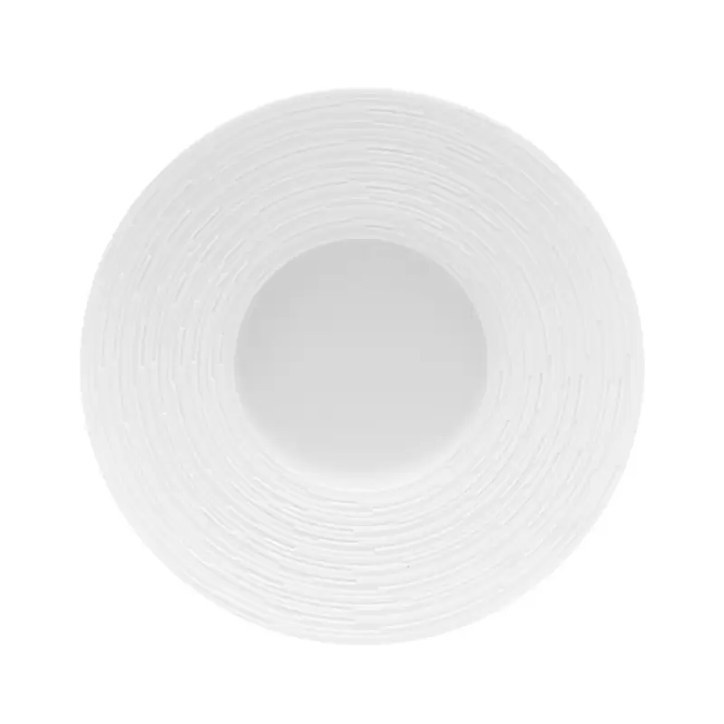 Jil Coquet Labyrinthe Satin White Rim Soup Plate - Large 26.5 cm