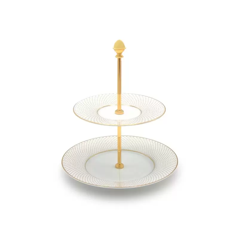 Jil Coquet Rosace - Gold Tiered Cake Platter 2 Levels (Dessert + B&B) Golden Rod & Seed Lid