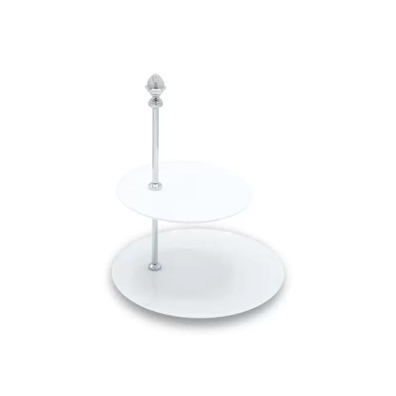 Jil Coquet Slim Tiered Cake Platter Offset 2 Levels (Dessert + Flat Mini Chromium Rod & Seed Lid