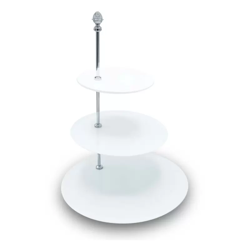 Jil Coquet Slim Tiered Cake Platter Offset 3 Levels (Dinner + Dessert + Flat Mini) Chromium Rod & Seed Lid