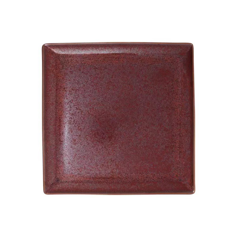 Jaune de Chrome Red Granit Square Plate 27 cm 27 cm