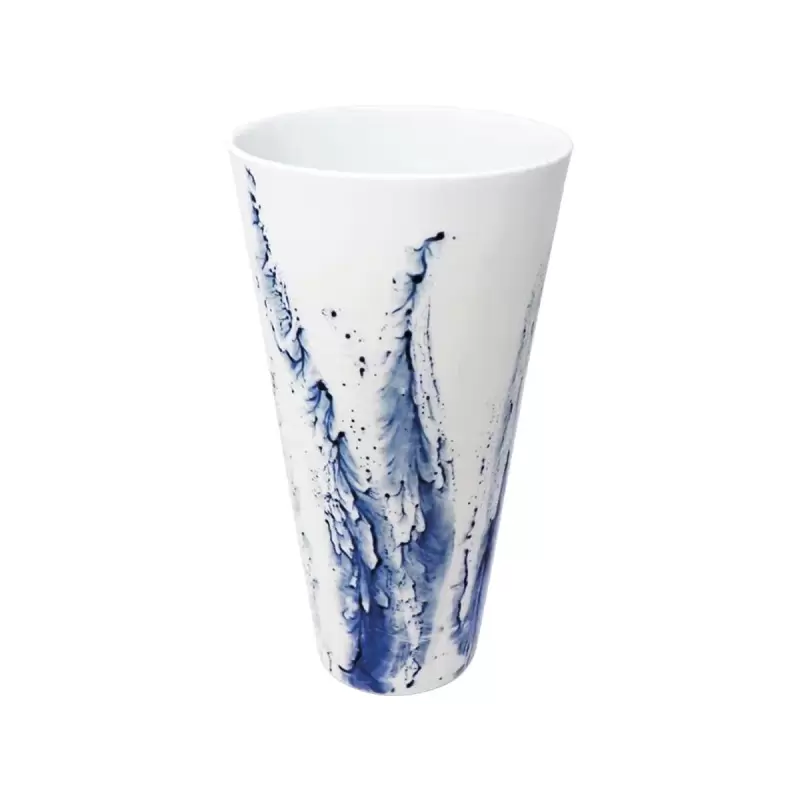 Jaune de Chrome Blue Impression Cone Vase - Large 50 cm