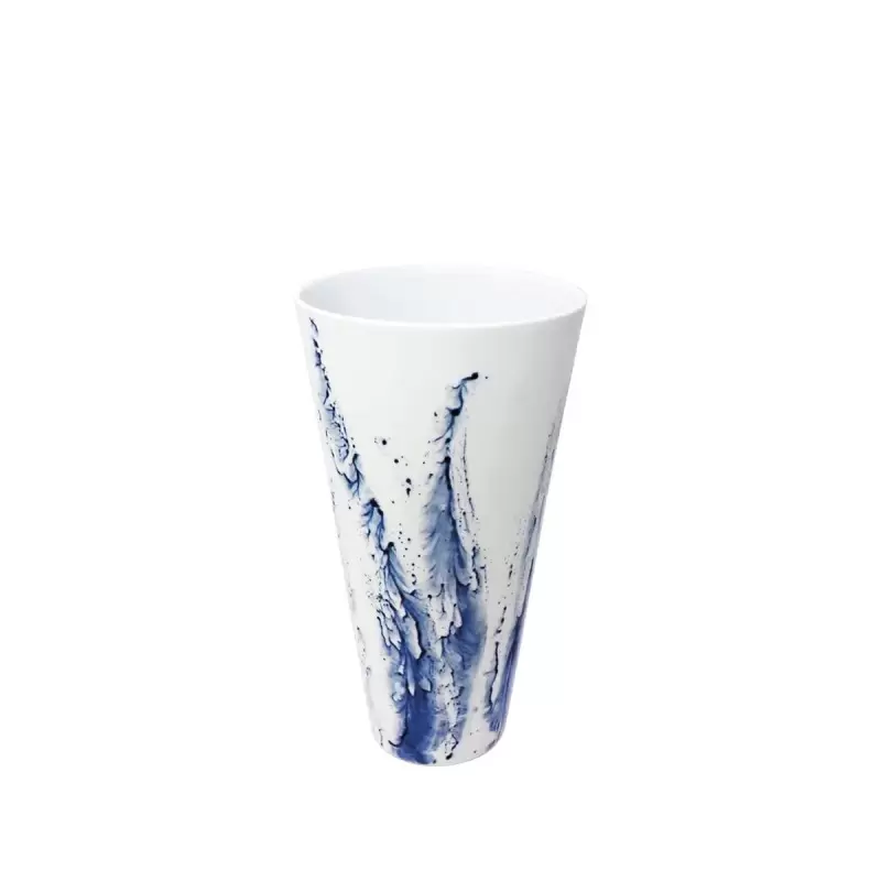 Jaune de Chrome Blue Impression Cone Vase - Medium 30 cm