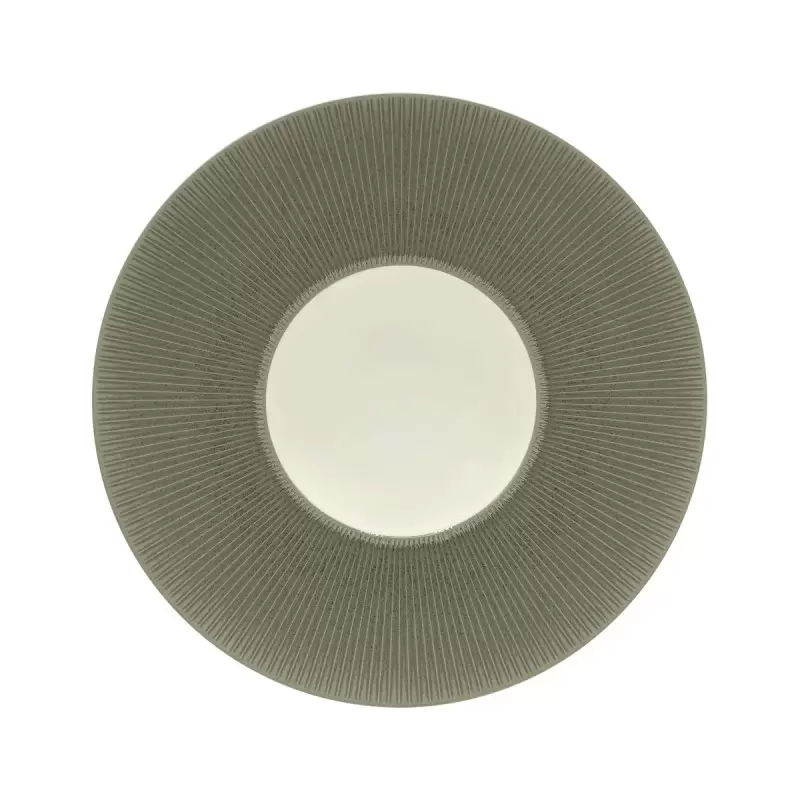 Jaune de Chrome Todra Grey Rim Soup Plate - Large 26.5 cm