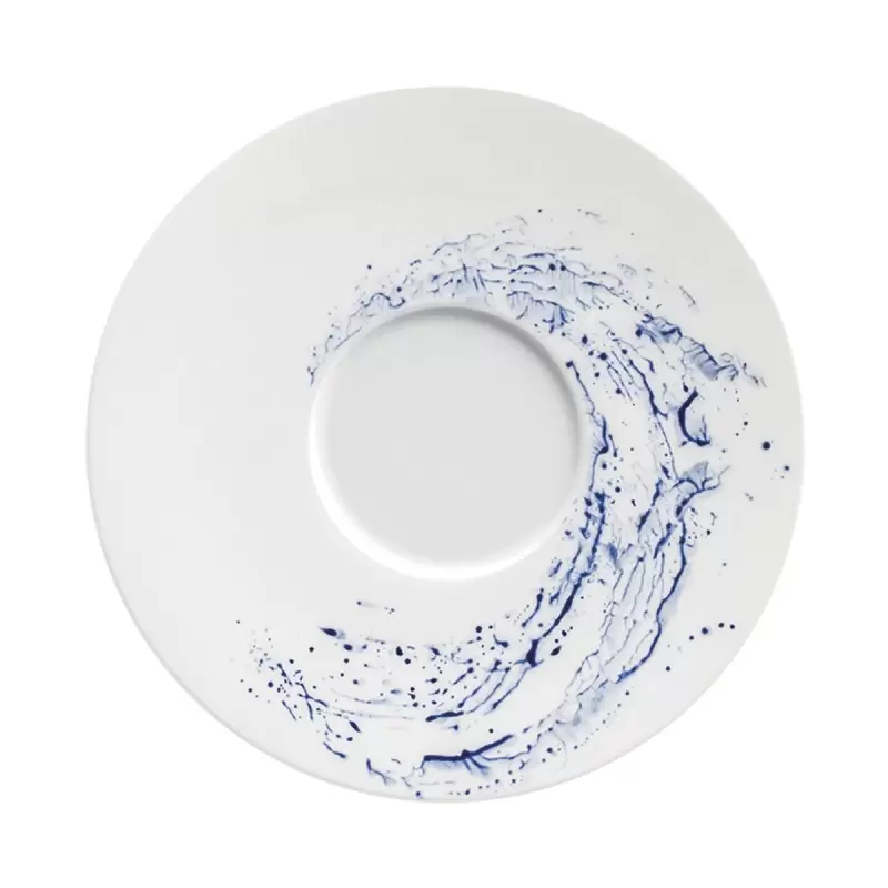 Jaune de Chrome Blue Impression Mise En Bouche Plate 29 cm