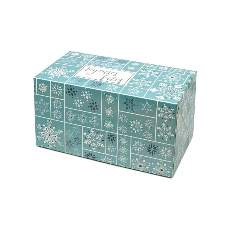 Rectangle Blue Snowflakes Dessert Buche Yule Log Cake Box - 35cm x 11.5cm x10.5cm - Pack of 25