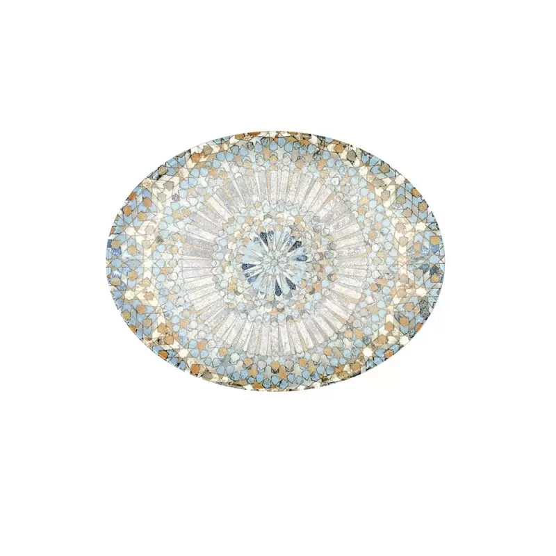 Turgla Bone China Luca Mosaic Matte 9.75" x 7.5" x h:1" Oval Decorated Porcelain Platter