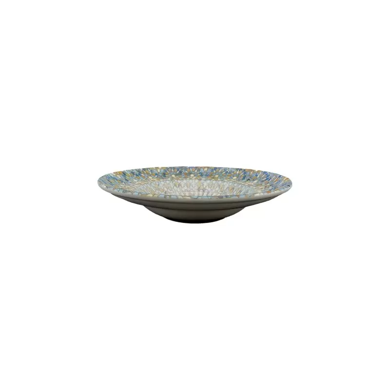 Turgla Bone China Luca Mosaic Matte dia.10.75" h:2.25" 16 oz. Round Decorated Porcelain Bowl