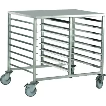 Stainless Steel Work Table Rolling Cart Rack with Scaled Shelves - 16 Shelves - 40 cm Side Entrance