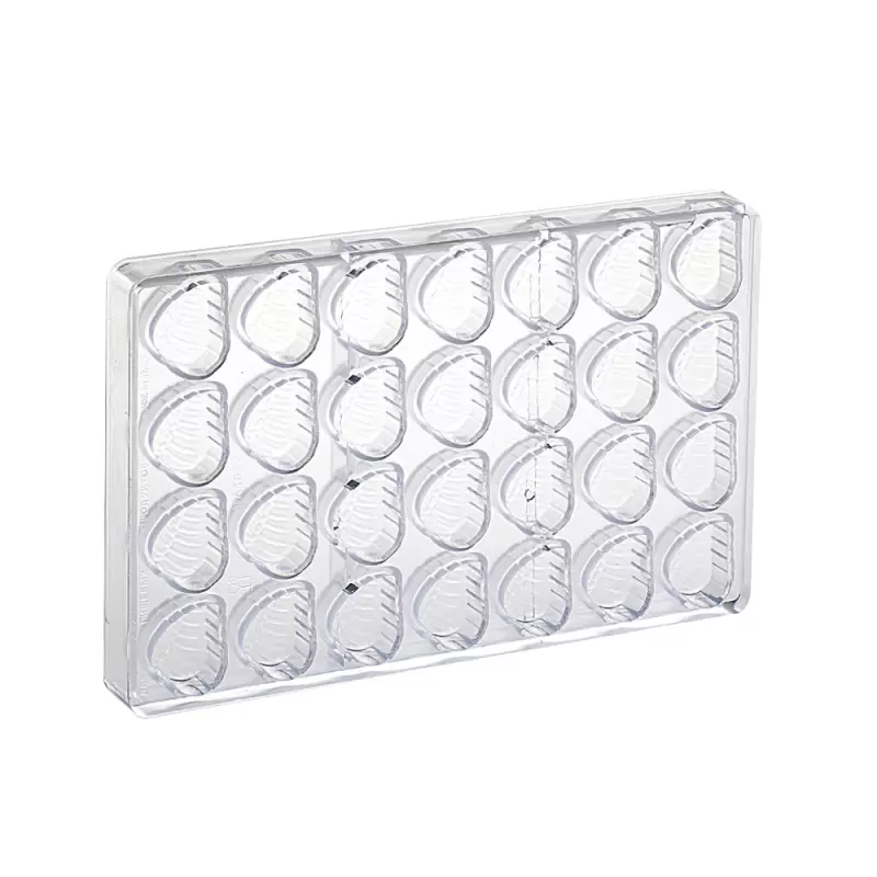 Professional Polycarbonate Leaf Shaped Chocolate Mold - 37 mm x 31 mm x h 16 mm - 28 cavity - 14gr