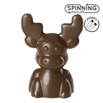 Professional Magnetic 3D Polycarbonate Christmas Reindeer Chocolate Mold - 88 mm x 56 mm x h 120 mm - 2 cavity - 70gr