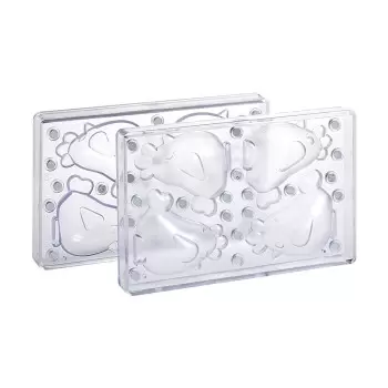 Professional Magnetic 3D Polycarbonate Hen Chocolate Mold - 94 mm x 108 mm x h 106 mm - 2 cavity - 75gr