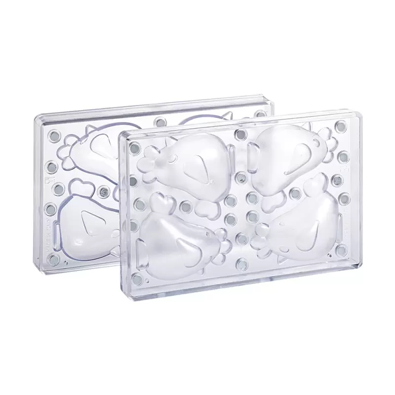 Professional Magnetic 3D Polycarbonate Hen Chocolate Mold - 94 mm x 108 mm x h 106 mm - 2 cavity - 75gr