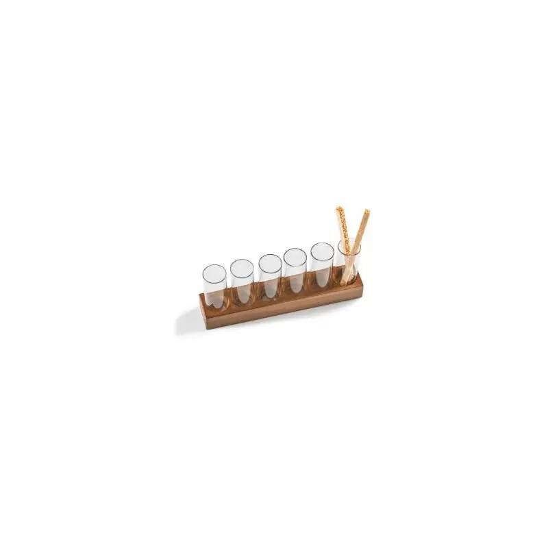 Pordamsa Set 6 Boro Schnaps - Walnut Tray 24 x 4 cm