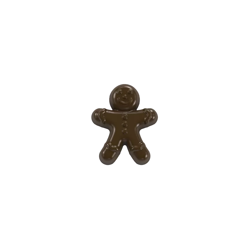 Polycarbonate Gingerbread Man Chocolate Mold - 71 x 58 x 16 mm - 33gr - 6 Cavity